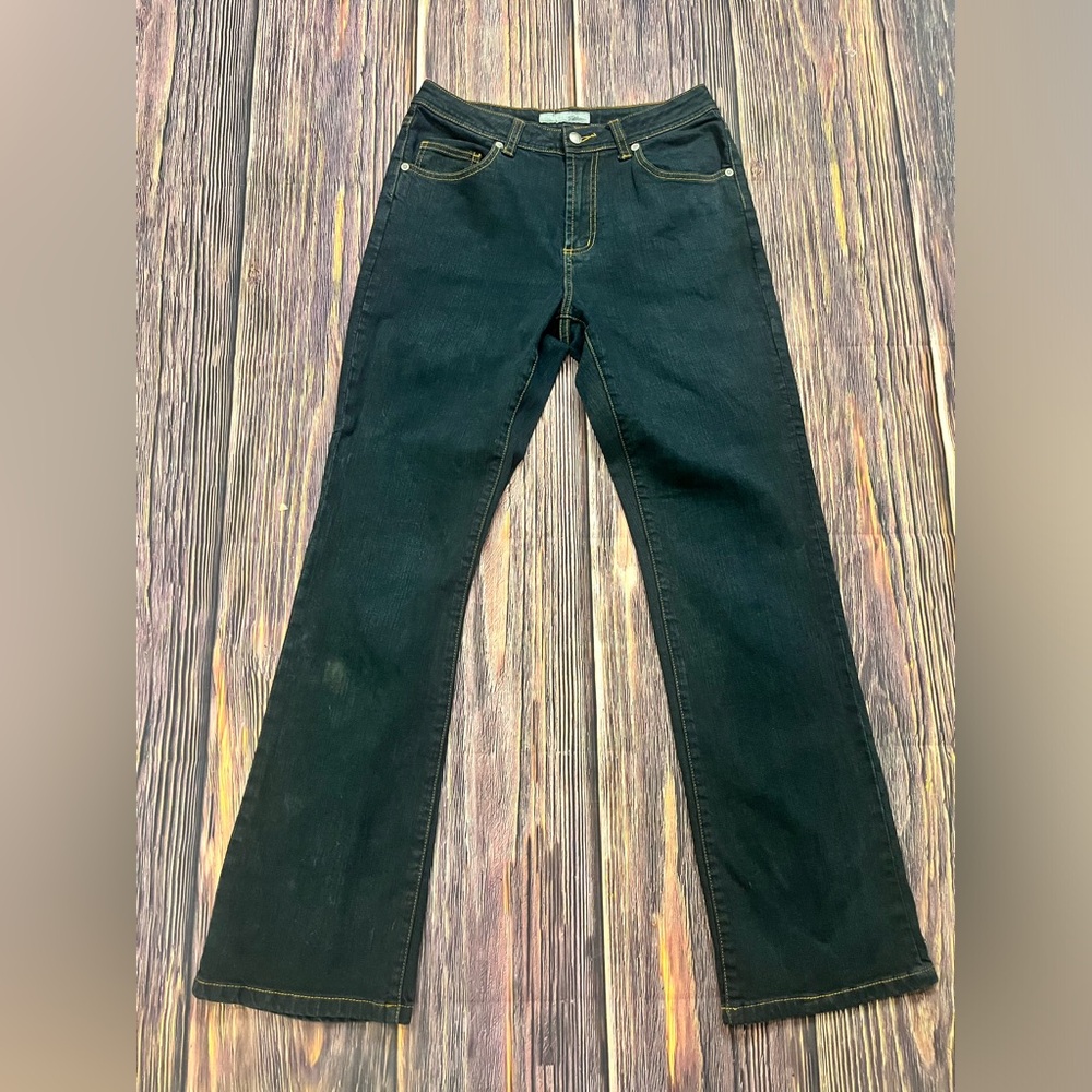 Chico’s Platinum Women’s Jeans Size 0 Dark Blue Stretch Distressed‎